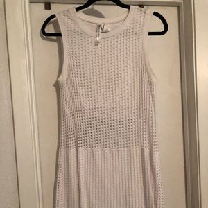 Sleeveless white illusion mini-dress